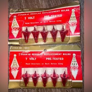 Vintage Christmas Replacement Push In Tulip Light Bulbs Red 7 Volt Lot of 2